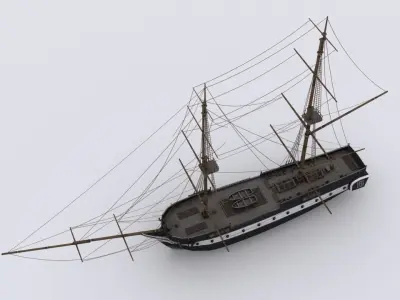 Sailboat brig Low-poly 3D model