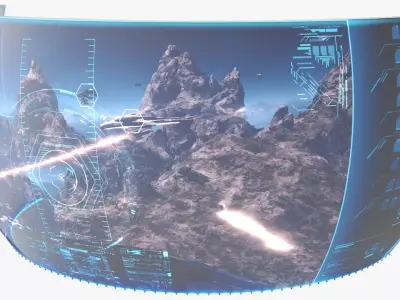 Curved Holographic Display Blue 3D model