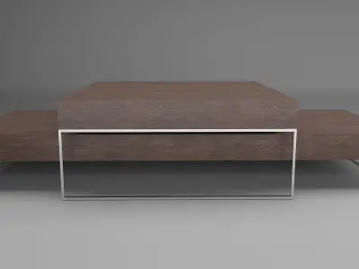 Wooden cafe table with steel legs Furniture table Free low-poly 3D model