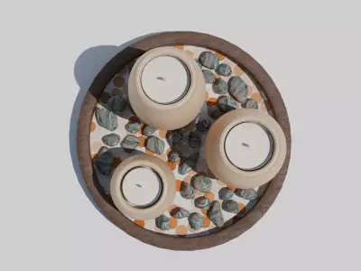 Set de Bougies Zen Modele 3D decoratif Textures PBR FBX OBJ Free 3D model