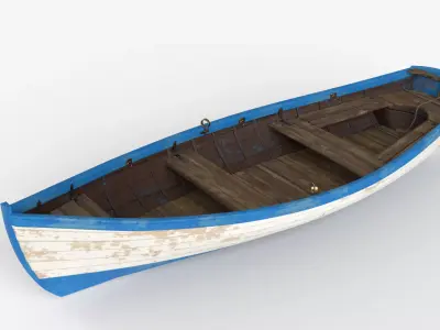 Old wooden white boat 3D model