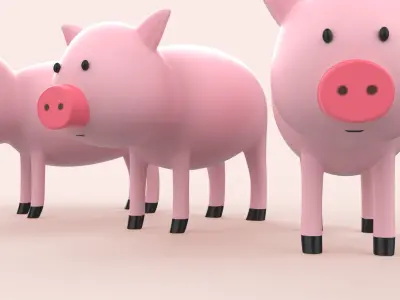Cartoon Pig Animal Style Cute Low-poly 3D model