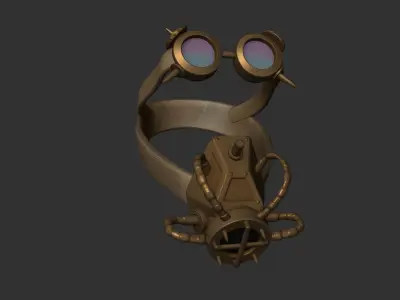 Steampunk Gas Mask - SciFi Character Design - Goggles Low-poly 3D model