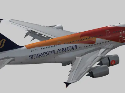 Airbus A380 Singapore Airlines 9V-SKI Low-poly 3D model