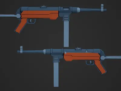 Stylized Mp-40 SMG Low Poly Mobile Ready Low-poly 3D model