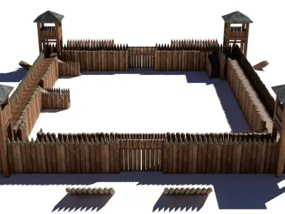 Fort Modular Low-poly 3D model