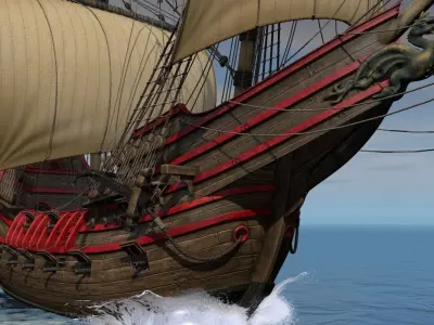 Galeon Dragon with sails 3D model