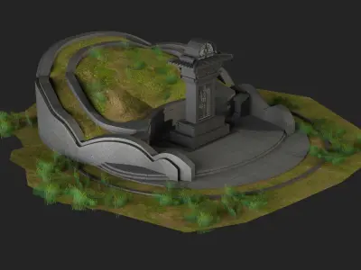 mausoleum stone inscription tomb cemetery Chinese 3D model