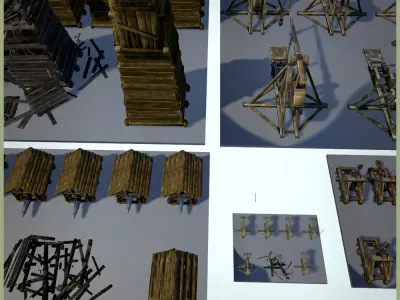 Animated Siege Weapons Low-poly 3D model