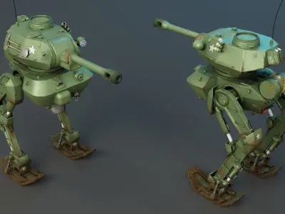 Tank Mech Low-poly 3D model