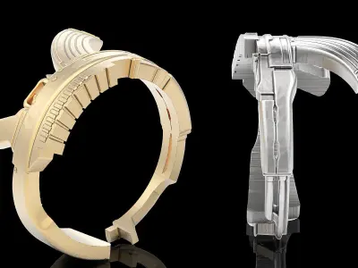 Gun AK47 ring silver gold printable jewelry 3D model 3D print model