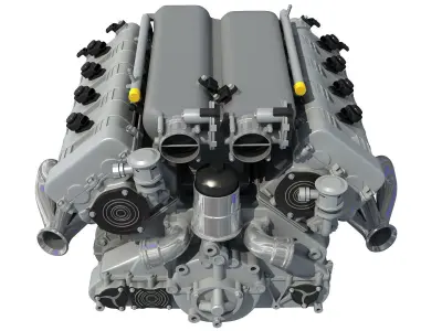 Metalic V8 Eight Cylinder V Engine 3D model