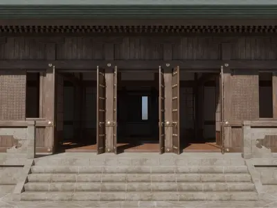 Japanese Modular Temple 3 Low-poly 3D model