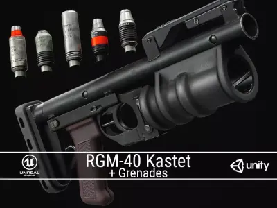 PBR Russian RGM-40 Kastet and GP-25 Grenades Low-poly 3D model