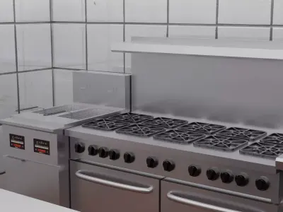 Simple Commercial Kitchen Low-poly 3D model
