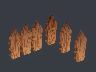 Fairy Tail Wooden Fence Free low-poly 3D model