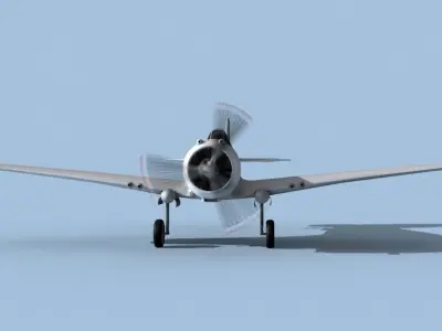 Curtiss P-36C Hawk Bare Metal 3D model