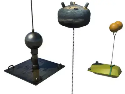 Collection Of 3 Mines - Bombs 3D model