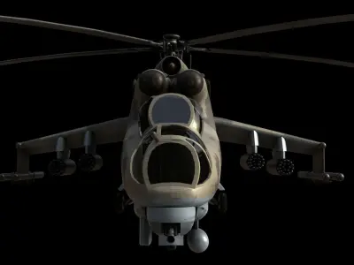   Mil Mi-24 Hind Attack Helicopter Low-poly 3D model