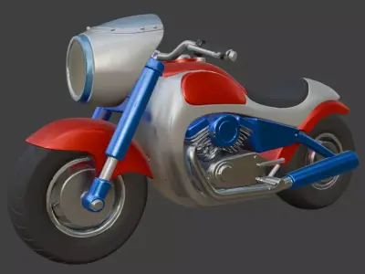 Cartoon Motorcycle 3D Model 3D model 5