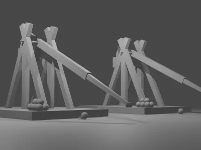 Medieval Trebuchet Free 3D model