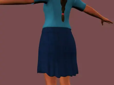 Female Student Rigged and skinned with Blend shapes 3D model