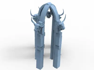 Narnian stone animal rock pillar ruin 3D model