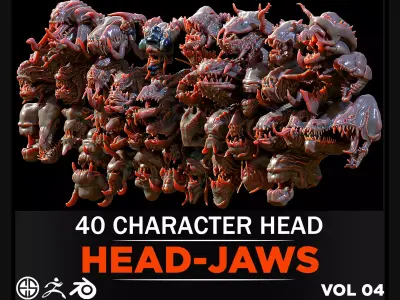40 Jaws And Head-Creature And Character Head-Dragon-Vol 04 3D model
