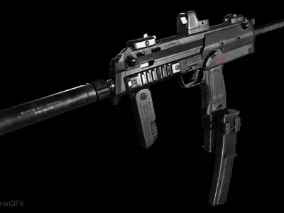 PBR MP7 A1 Low-poly 3D model