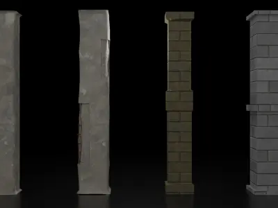Stone Pillar Pack Low-poly 3D model