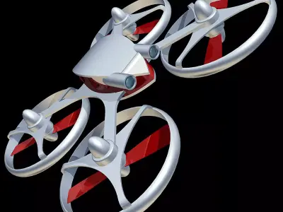 Quadrocopter silver and drone 3D model