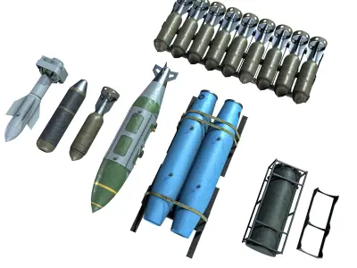 Military Aircraft Bomb Pack Low-poly 3D model