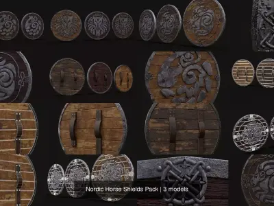Nordic Horse Shields Pack 3D Model Collection