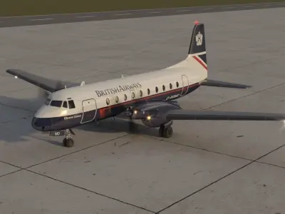 Hawker Siddeley 748 British Airways PBR Low-poly 3D model