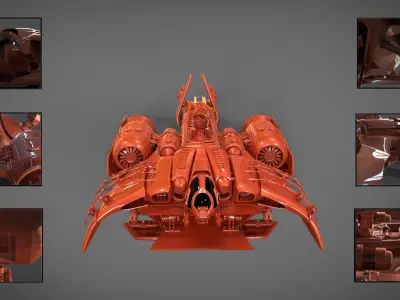Dropship spaceship with different views 3D model