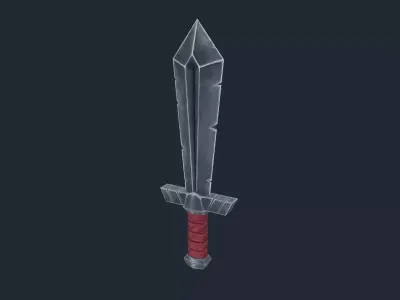 Handpainted Fantasy Medieval Simple Steel Sword Free low-poly 3D model