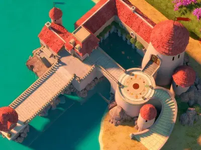 Cartoon Castle Scene 3D model