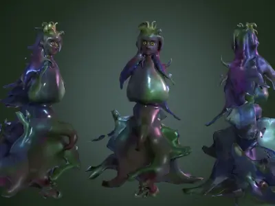 fantasy nature girl figure Low-poly 3D model