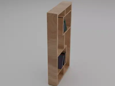 Modern Minimalist Wooden Bookshelf Free 3D model