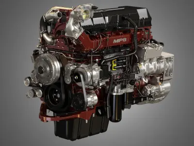 MP8 Heavy Duty Truck Engine - 6 Cylinder Diesel Engine 3D model