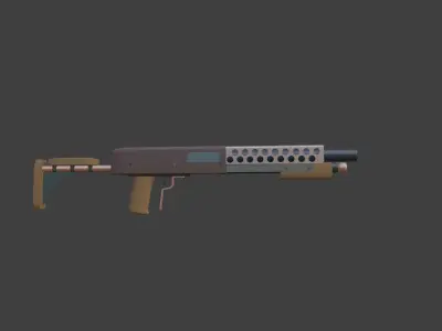 Model of a pump-action shotgun for games post-apocalypse Low-poly 3D model