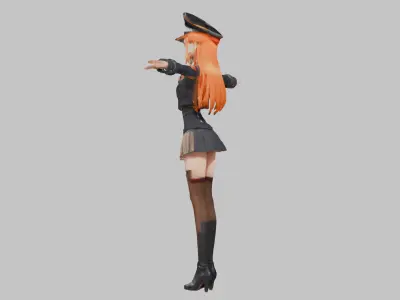 Lowpoly Stylized Anime Makima Character Game-Ready 3D Asset Low-poly 3D model