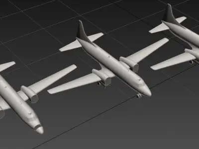 Convair 580 Propliner Low Poly Static Boneyard Model Low-poly 3D model