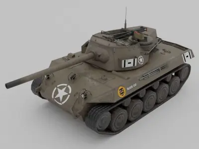 M18 Black Cat Tank Destroyer Low-poly 3D model