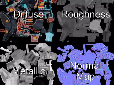 Neon Blaster Rifle model pack Low-poly 3D model