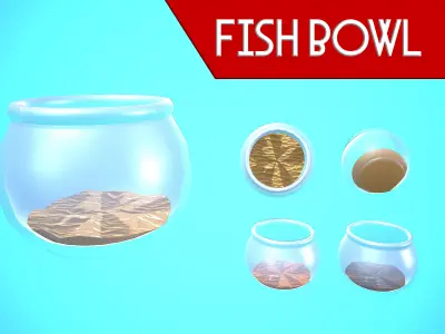FISH BOWL CARTOON STYLIZED Low-poly 3D model
