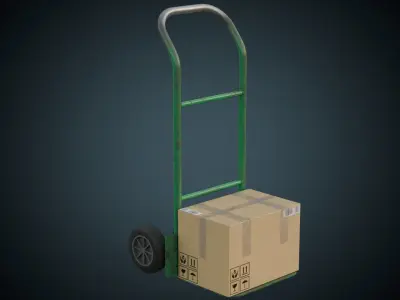 Hand Truck And Boxes 5B Low-poly 3D model