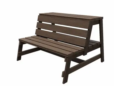 FirePitBench 1 outdoor bench with slats Low-poly 3D model