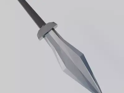 Battle dagger with ruby Low-poly 3D model
