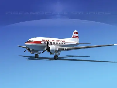 Douglas DC-3 Hawaiian Airlines 3D model